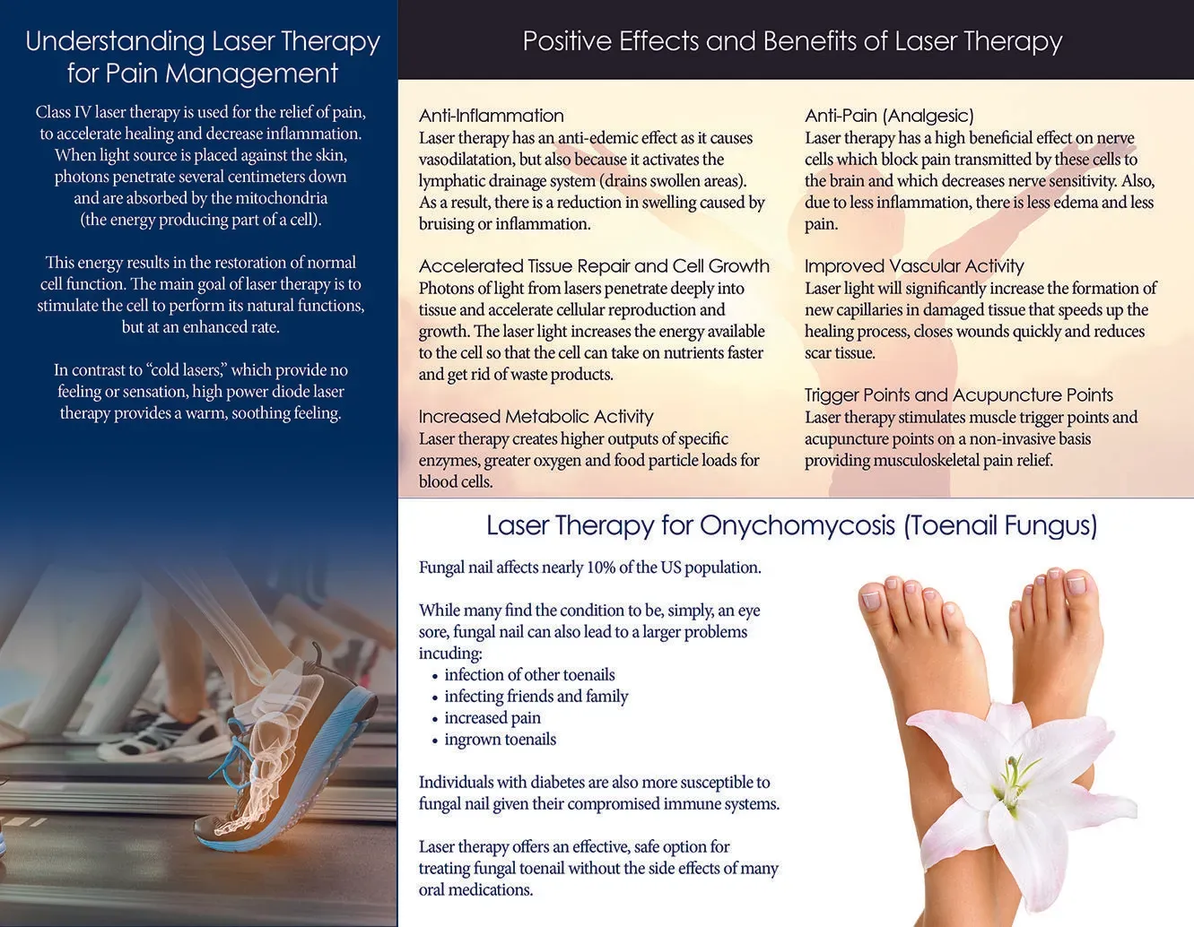 Laser therapy brochure, inside spread